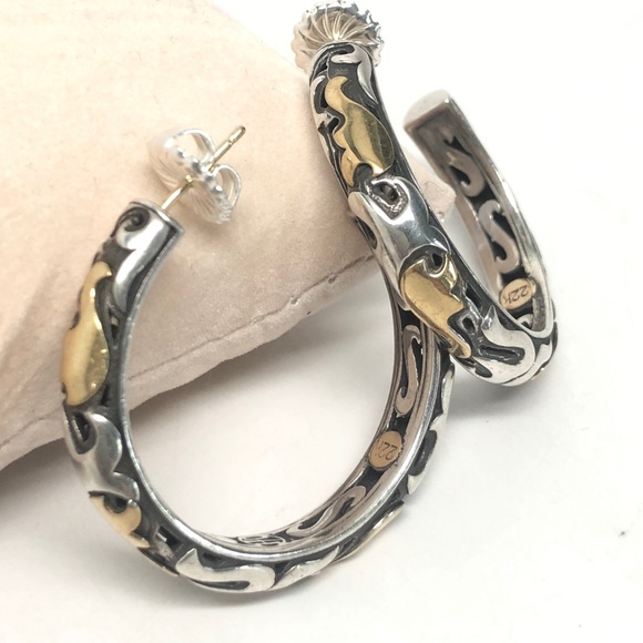 John Hardy Dayak Large Hoop Earrings .925/22K - Picture 11 of 11